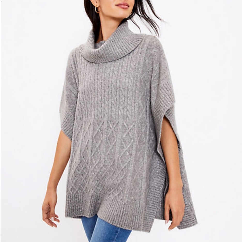 Gray turtleneck poncho